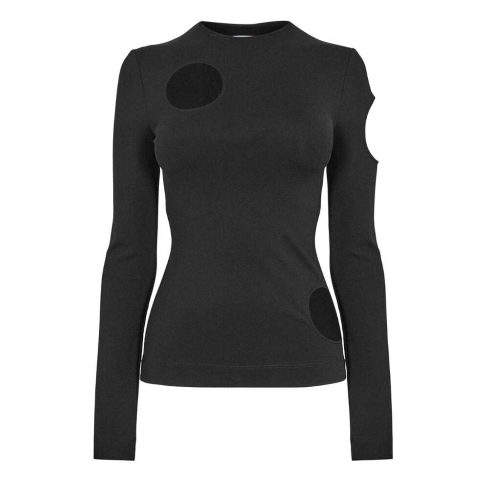 Off White Womens/Ladies Meteor Cut Out Long-Sleeved Top / Black